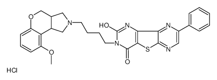 3-[4-[(3aR,9bR)-9-methoxy-3,3a,4,9b-tetrahydro-1H-chromeno[3,4-c]pyrrol-2-yl]butyl]-8-phenyl-1H-pyrazino[1,2]thieno[3,4-b]pyrimidine-2,4-dione,hydrochloride结构式