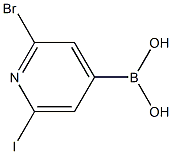2-Bromo-6-iodopyridine-4-boronic acid结构式