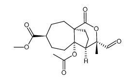 methyl (3S,4R,4aS,7S,9aR)-4a-acetoxy-3-formyl-3-methyl-1-oxooctahydro-1H-4,9a-ethanocyclohepta[c]pyran-7-carboxylate结构式