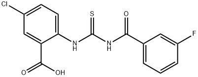 5-chloro-2-[[[(3-fluorobenzoyl)amino]thioxomethyl]amino]-benzoic acid Structure
