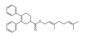 3,4-Diphenyl-cyclohex-3-enecarboxylic acid (E)-3,7-dimethyl-octa-2,6-dienyl ester结构式