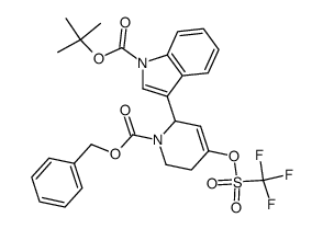 tert-butyl 3-(1-((benzyloxy)carbonyl)-4-(((trifluoromethyl)sulfonyl)oxy)-1,2,5,6-tetrahydropyridin-2-yl)-1H-indole-1-carboxylate Structure