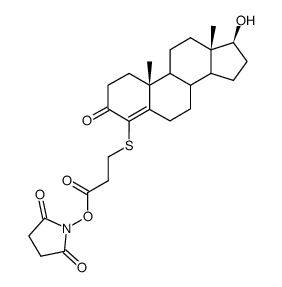 4-(2-carboxyethylthio)testosterone N-succinimidyl ester Structure