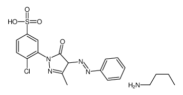 4-chloro-3-[4,5-dihydro-3-methyl-5-oxo-4-(phenylazo)-1H-pyrazol-1-yl]benzenesulphonic acid, compound with butylamine (1:1) Structure