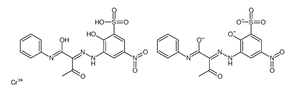 trihydrogen bis[2-hydroxy-5-nitro-3-[[2-oxo-1-[(phenylamino)carbonyl]propyl]azo]benzenesulphonato(3-)]chromate(3-) picture