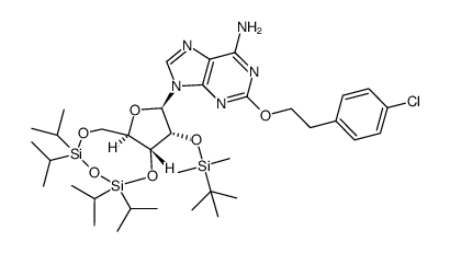 2-[2-(4-chlorophenyl)ethoxy]-2'-O-tert-butyldimethylsilyl-3',5'-O-(1,1,3,3-tetraisopropyldisiloxan-1,3-diyl)-adenosine Structure