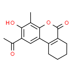 2-Acetyl-3-hydroxy-4-methyl-7,8,9,10-tetrahydro-benzo[c]chromen-6-one Structure