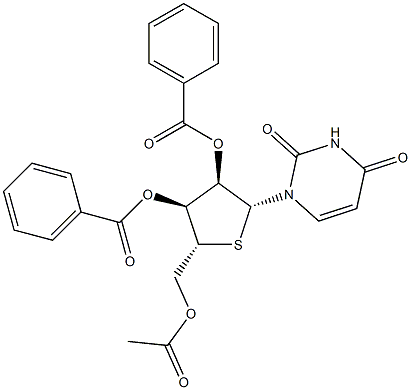 4'-硫代尿苷 5'-乙酸酯 2',3'-二苯甲酸酯结构式