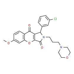 1-(3-Chlorophenyl)-6-methoxy-2-[3-(4-morpholinyl)propyl]-1,2-dihydrochromeno[2,3-c]pyrrole-3,9-dione结构式