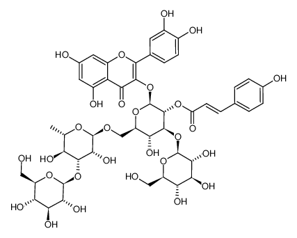 quercetin 3-O-[2G-(E)-coumaroyl-3G-O-β-D-glucosyl-3R-O-β-D-glucosylrutinoside] Structure