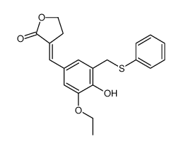 2(3H)-Furanone, dihydro-3-((3-ethoxy-4-hydroxy-5-((phenylthio)methyl)p henyl)methylene)- Structure