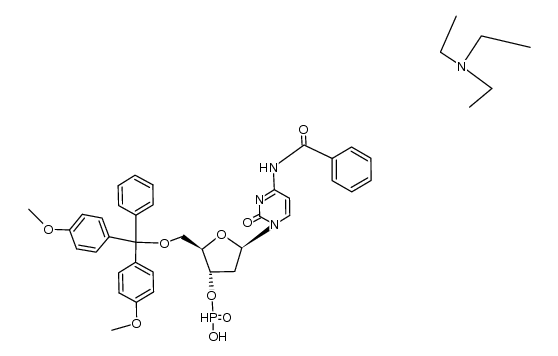 5'-O-(4,4'-dimethoxytrityl)-4-N-benzoyl-2'-deoxycytidine-3'-H-phosphonate triethylammonium salt结构式