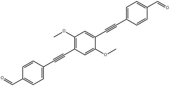 Benzaldehyde, 4,4'-[(2,5-dimethoxy-1,4-phenylene)di-2,1-ethynediyl]bis- structure