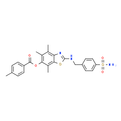 Benzoic acid,4-methyl-,2-[[[4-(aminosulfonyl)phenyl]methyl]amino]-4,5,7-trimethyl-6-benzothiazolyl ester Structure