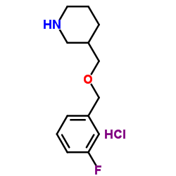 3-{[(3-Fluorobenzyl)oxy]methyl}piperidine hydrochloride (1:1) Structure
