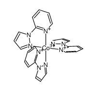 三(1-(吡啶-2-基)-1H-吡唑)钴(III)三(六氟磷酸盐)结构式