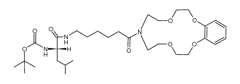 N-(N'-tert-butoxycarbonylleucyl-6-aminohexanoyl)benzoaza-15-crown-5 Structure