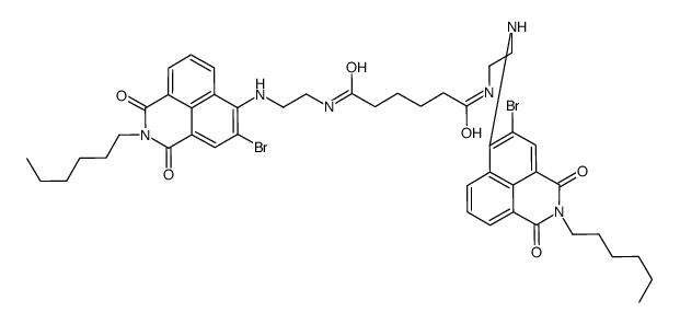 1,14-bis-(N-hexyl-3'-bromo-1,8'-naphthalimide-4'-yl)-1,4,11,14-tetraazatetradecane-5,10-dione结构式