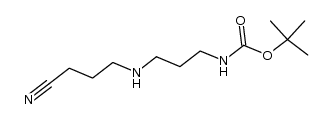 N1-tert-butyloxycarbonyl N3-(3-cyanopropyl) 1,3-diaminopropane结构式