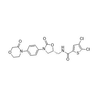 (R)-4,5-dichloro-N-((2-oxo-3-(4-(3-oxomorpholino)phenyl)oxazolidin-5-yl)methyl)thiophene-2-carboxamide Structure