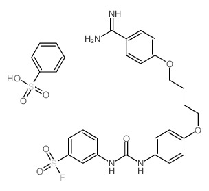 benzenesulfonic acid; 3-[[4-[4-(4-carbamimidoylphenoxy)butoxy]phenyl]carbamoylamino]benzenesulfonyl fluoride picture