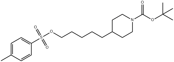 叔-丁基4-(5-(甲苯磺酰氧代)戊基)哌啶-1-甲酸基酯结构式