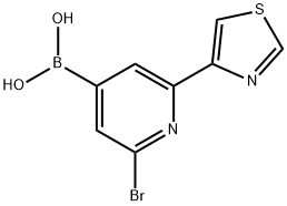2-Bromo-6-(thiazol-4-yl)pyridine-4-boronic acid结构式