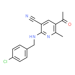 5-Acetyl-2-[(4-chlorobenzyl)amino]-6-methylnicotinonitrile结构式