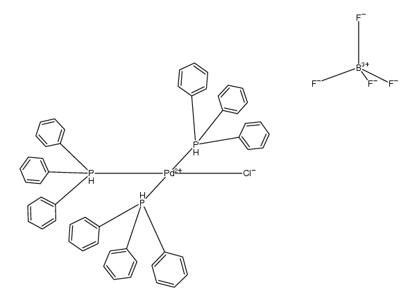 chlorotris(triphenylphosphane)palladium(II) tetrafluoroborate结构式