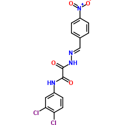 N-(3,4-Dichlorophenyl)-2-[(2E)-2-(4-nitrobenzylidene)hydrazino]-2-oxoacetamide结构式