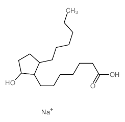 Cyclopentaneheptanoic acid, 2-hexyl-5-hydroxy-, sodium salt(1:1)结构式
