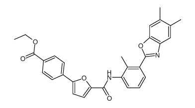 Benzoic acid, 4-[5-[[[3-(5,6-dimethyl-2-benzoxazolyl)-2-methylphenyl]amino]carbonyl]-2-furanyl]-, ethyl ester (9CI) Structure