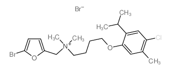 (5-bromo-2-furyl)methyl-[4-(2-chloro-3-methyl-6-propan-2-yl-phenoxy)butyl]-dimethyl-azanium bromide structure