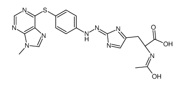 (2S)-2-acetamido-3-[2-[[4-(9-methylpurin-6-yl)sulfanylphenyl]hydrazinylidene]imidazol-4-yl]propanoic acid Structure