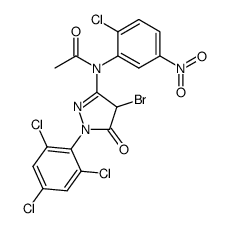 N-[4-bromo-5-oxo-1-(2,4,6-trichloro-phenyl)-2,5-dihydro-1H-pyrazol-3-yl]-N-(2-chloro-5-nitro-phenyl)-acetamide结构式