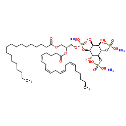 1-硬脂酰基-2-花生四烯酰基-sn-甘油-3-磷酸-(1'-肌醇-4',5'-二磷酸酯)(铵盐)结构式