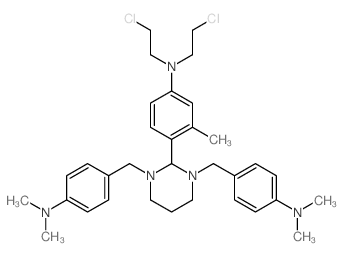 Benzenamine,4-[1,3-bis[[4-(dimethylamino)phenyl]methyl]hexahydro-2-pyrimidinyl]-N,N-bis(2-chloroethyl)-3-methyl- structure