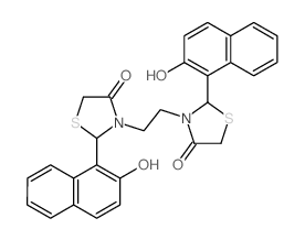 2-(2-hydroxynaphthalen-1-yl)-3-[2-[2-(2-hydroxynaphthalen-1-yl)-4-oxo-thiazolidin-3-yl]ethyl]thiazolidin-4-one结构式