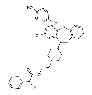 2-Chloro-11-(4-(2-mandeloyloxyethyl)piperazino)-10,11-dihydrodibenzo(b ,f)thiepin bis(maleate)结构式