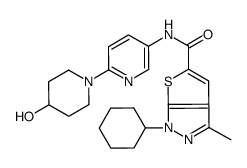 1-cyclohexyl-N-[6-(4-hydroxypiperidin-1-yl)pyridin-3-yl]-3-methylthieno[2,3-c]pyrazole-5-carboxamide Structure