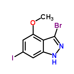 3-Bromo-6-iodo-4-methoxy-1H-indazole结构式