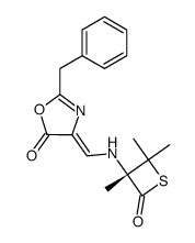 (3R)-3-(2-benzyl-5-oxo-2-oxazolin-4-ylidene)amino-3,4,4-trimethylthietan-2-one结构式
