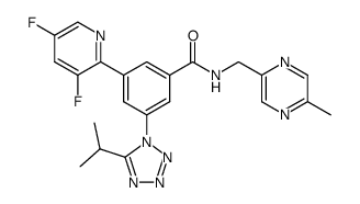 3-(3,5-difluoropyridin-2-yl)-5-(5-isopropyltetrazol-1-yl)-N-(5-methylpyrazin-2-yl-methyl)benzamide结构式