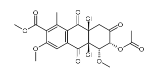 (5S,6R,8aR,10aS)-methyl 6-acetoxy-8a,10a-dichloro-3,5-dimethoxy-1-methyl-7,9,10-trioxo-5,6,7,8,8a,9,10,10a-octahydroanthracene-2-carboxylate Structure