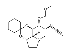 Spirocyclohexane-1,2-1,3dioxino4,5,6-hiindolizine, 8-azidooctahydro-9-(methoxymethoxy)-, 3aS-(3a.alpha.,8.alpha.,9.beta.,9a.beta.,9b.alpha.)- Structure