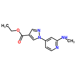 ethyl 1-(2-(methylamino)pyridin-4-yl)-1H-pyrazole-4-carboxylate结构式