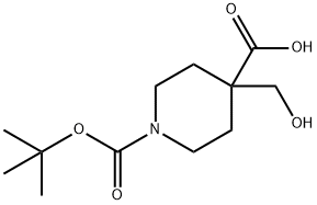 1-(叔丁氧羰基)-4-(羟甲基)-4-哌啶羧酸结构式