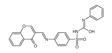 Benzenesulfonamide, 4-(((4-oxo-4H-1-benzopyran-3-yl)methylene)amino)-N-((phenylamino)carbonyl)- structure