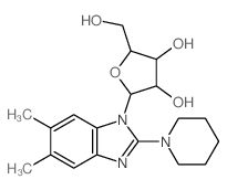 Benzimidazole,5,6-dimethyl-2-piperidino-1-b-D-ribofuranosyl- (8CI)结构式