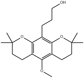 3,4,7,8-Tetrahydro-5-methoxy-2,2,8,8-tetramethyl-2H,6H-benzo[1,2-b:5,4-b']dipyran-10-(1-propanol)结构式